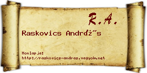 Raskovics András névjegykártya